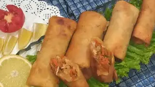 How to make Chicken vegetable spring rolls with samosa Patti & Roll patti by foods and delights.