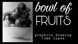 Bowl of Fruits Graphite Drawing︱Alex in Art Tv