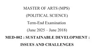 MED-002 IGNOU | Important Questions | Previous Year Question Papers  | MPS & PGDESD