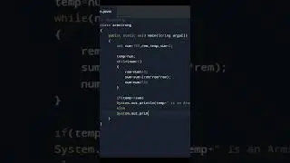 Armstrong Number Program in Java | Program in Java | Quick code | Coding for Beginners | Shorts