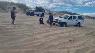 Snatch Strap Rescue at Whitehill Beach!   Car to Car Rescue