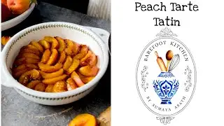 Sunset in a Slice! - Caramelized Peach Tarte Tatin with No-Churn Cream Cheese Ice Cream! 🍑🍨 #food 