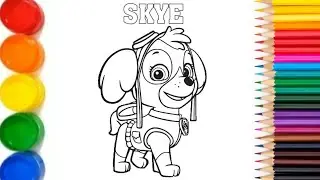 How to draw a SKYE from PAW PATROL for kids and addult