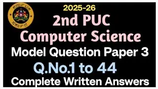 2nd PUC|Computer science model question paper 2026 with Answers|Paper 3