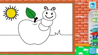 Apple Coloring Page 🍎 | Cute Worm Drawing & Coloring for Kids | Easy Art 2026