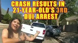 Bodycam DUI Arrest - Violent Crash Leads to 21-Year-Old's 3rd Drunk Driving Arrest