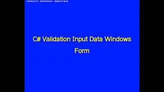 C# Validation Windows Form
