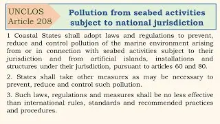 UNCLOS, Article 208, Pollution from seabed activities subject to national jurisdiction