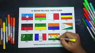 12 Indian Political Party Flags Drawing 🇮🇳 India Politics Art | Flag & Flag #flagart #politicalflags