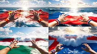 Touching the Power of Nations 🌊 | POV Flag Ocean Scene
