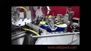 Roterende vulmachine, sluiter, labeler tbv potjes mosterd