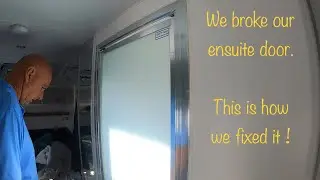 Repairing broken caravan ensuite door.