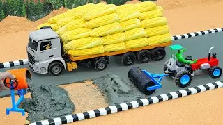DIY Mini Tractor & Road Roller Making a Concrete Road | Construction Science Project