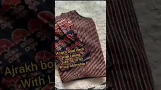 ajrakh cotton boat neck non Padded Ready-made blouse #ikkatblouse #ajrakhblouse #cottonblouse