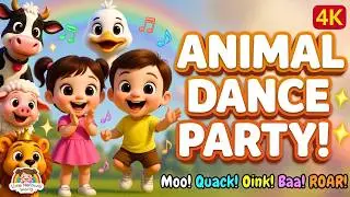 Animal Dance Party 🐮🦆🐷🦁 | Fun Animal Sounds Song for Kids | Dance & Sing Along 🎶