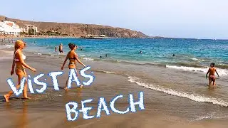 TENERIFE BEACH LAS VISTAS TODAY. 4K Virtual walk along the beach. Video vlog travel from Spain
