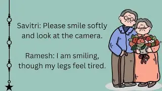English Conversation Between an Old Couple Standing Together for a Photo | English Speaking Practice