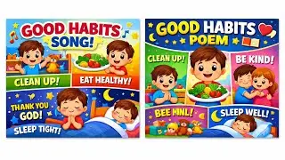 Good Habits Song for Kids | Clean Up, Eat Healthy & Be Kind | Kids Learning Poem