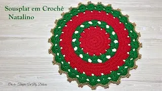 Sousplat Natal em Croch&ecirc; Acabamento Fio Encanto