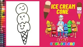 Coloring 3 Flavor Ice Cream Cone Coloring Pages | Easy Ice Cream Cone Coloring Book Page | Crayons