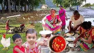 Village life Women Morning Routine। Cooking Village Style Chicken And Eating। Indian Village Vlog