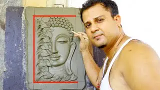 Buddha wall Mural making with Clay | Buddha with tree leaf | Art Tech