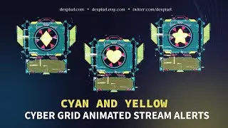 Cyan Yellow Cyber Grid &ndash; Animated Stream Alerts | Futuristic Box Alerts for Twitch, OBS