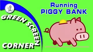 PIGGY BANK RUNNING Green Blue Screen Corner Chroma Key Animation Sports Games Kids Children Funny