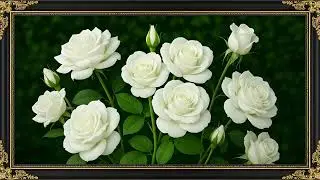 Beautiful White Roses Symbol of Peace Love and Purity 4K Nature Relaxation | Art Framed Screensaver