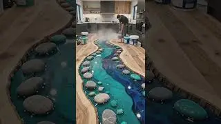 From Plain Floor to River Kitchen 🔥 | Epoxy Timelapse