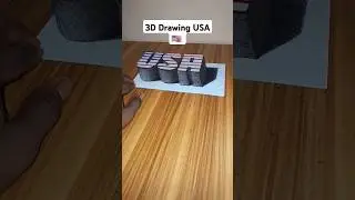 3d drawing 'USA' #shorts #drawing #art #3d Optical Illusion art