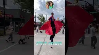 Kids Left in Wonder Meeting Stilt Walker  #like #fun #festival #circus #stilt #street fair #children