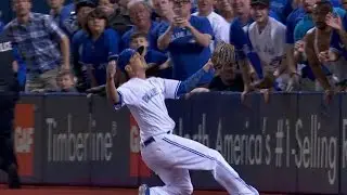 NYY@TOR: Barney makes a sliding catch in foul ground