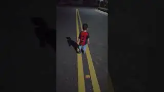 Salaar Kashif is walking on yellow line while night walk #cutebaby #baby #lovelybaby #beautifulbaby