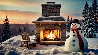 Snowy Cozy Ambience with Gentle Snowfall and Fireplace Sounds for Peaceful Winter Sleep