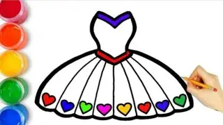 Dress drawing painting,colouring | easy acrylic painting for kids | Art and Learn
