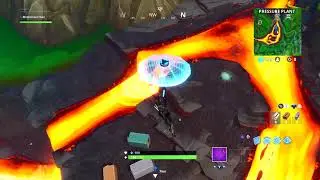 Fortnite Fortbyte #92 Location - Accessible By Using Rock Love Spray Near a lavafall