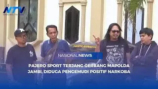 PAJERO SPORT TERJANG GERBANG MAPOLDA JAMBI, DIDUGA PENGEMUDI POSITIF NARKOBA