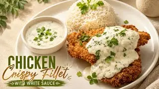 Crispy Chicken Fillet With White Creamy Sauce || Crispy Steak With Creamy Sauce