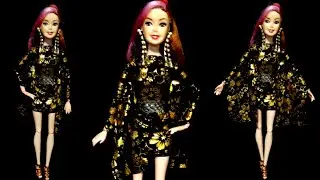 BLACK MIDI DRESS | Designer black dress | printed shiny dress