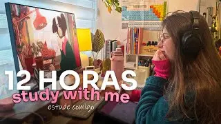 12 horas | Estude comigo em TEMPO REAL🩺  Study with me com som de chuva 🌧️ | pomodoro 60/10