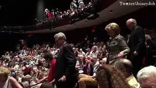 Hillary and Bill Clinton received a standing ovation from the crowd of a Broadway show Oslo
