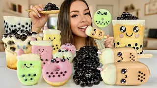 ASMR Bubble Tea Cake Explosion! 😱 Tapioca Boba Lava Cake &Cake Popsicles Mukbang|AI Feast Gone Wild!