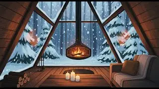 🔥Cozy Fireplace Crackling ❄️Snowy Cabin Winter Ambience (No Music)