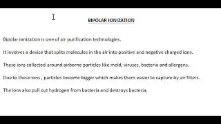 Bipolar Ionization Technolgy