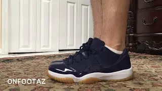 Air Jordan 11 XI Low Midnight Navy Gum Bottom On Foot