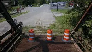 Flying threw bridge to cabin