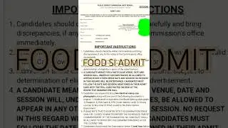 WBPSC RECRUITMENT #FOOD SI ADMIT CARD #Foodsiadmit#Food_Si#Wbfood_si