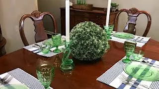 Summer Table Setting  - How To Set A Table - Green Depression Glass