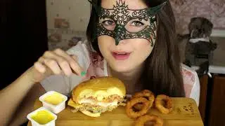 АСМР ЯЙЦЕБУРГЕР и ЛУКОВЫЕ кольца из Бургер Кинг ASMR Mukbang EGG BURGER and ONION Rings BURGER KING